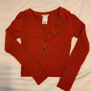 Heart & Hips Orange Crop Top Sweater Sz S NWT